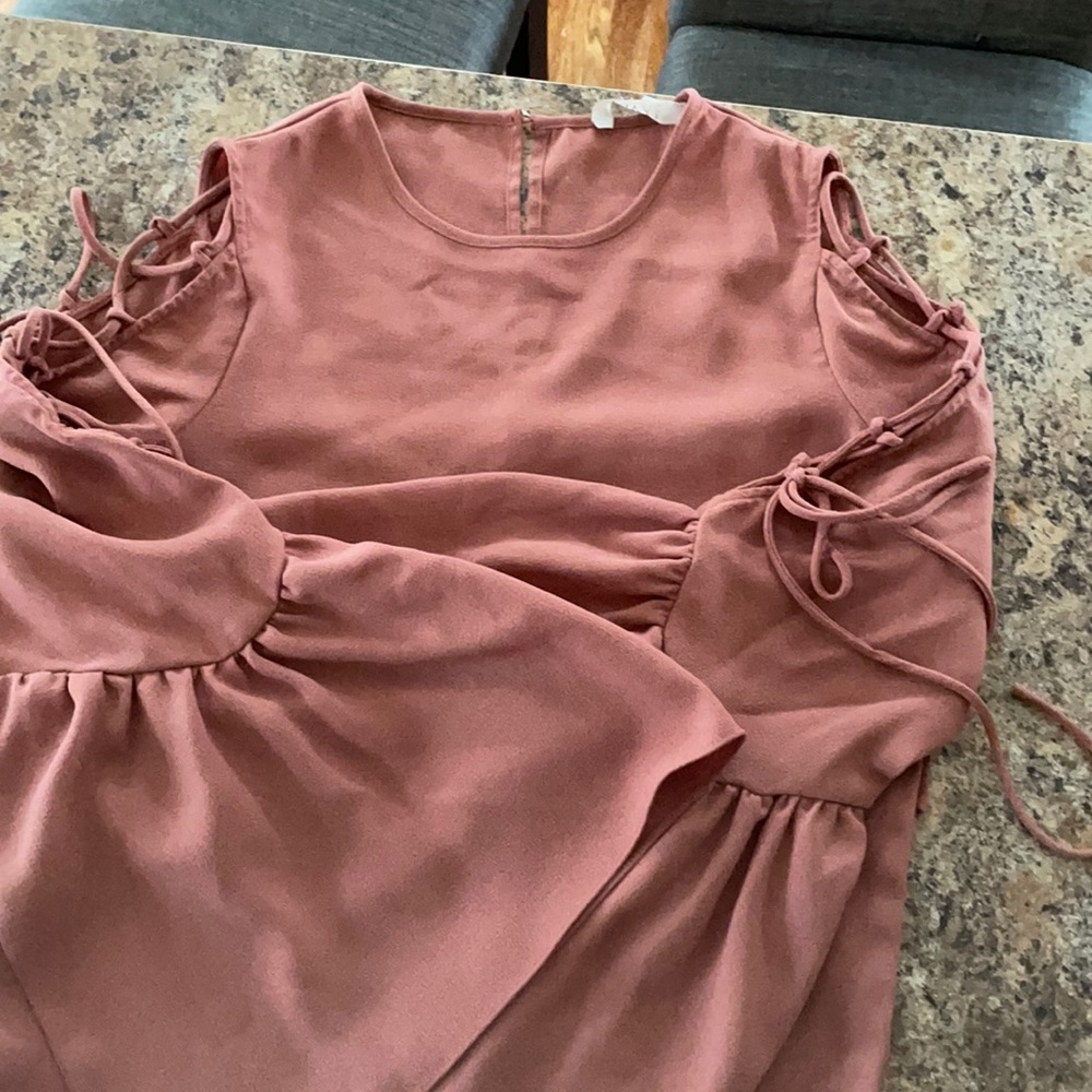 Coral cedar blouse from Nordstrom.